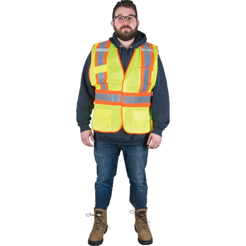 Veste d'arpenteur r&eacute;sistante aux flammes, Jaune lime haute visibilit&eacute;, Moyen, Polyester Pronet Distribution