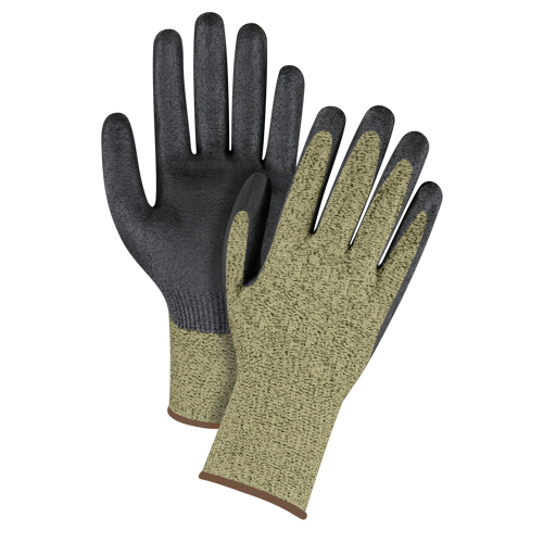 Gants &eacute;lastiques sans coutures r&eacute;sistants &agrave; la coupe noir & jaune, Taille Grand/9, Calibre 13, Rev&ecirc;tement Mousse de nitrile, Enveloppe en Aramide, ASTM ANSI niveau A6 Pronet Distribution
