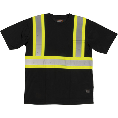 Short-Sleeved Safety T-Shirt with Pocket, Polyester, Large, Black Pronet Distribution