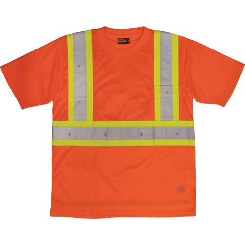 T-shirt de s&eacute;curit&eacute; avec poche &agrave; manches courtes, Polyester, Grand, Orange haute visibilit&eacute; Pronet Distribution