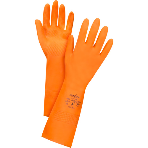 Premium Orange Chemical-Resistant Gloves, Size X-Large/10, 13" L, Rubber Latex, Flock-Lined Inner Lining, 28-mil Pronet Distribution