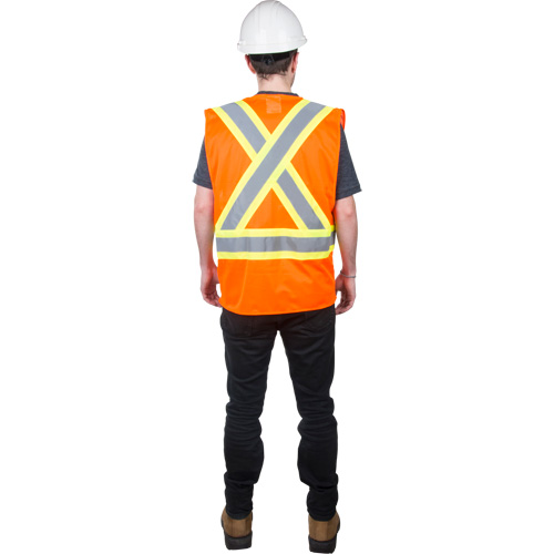 Veste de s&eacute;curit&eacute; pour la circulation, Orange haute visibilit&eacute;, Moyen, Polyester Pronet Distribution