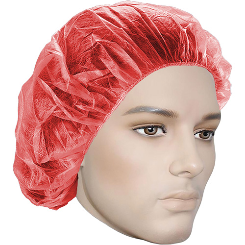 Bonnets bouffants, Polypropyl&egrave;ne, 21", Rouge Pronet Distribution