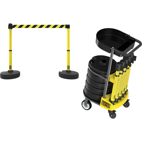 Chariot de transport avec plateau pour barri&egrave;re PLUS, 75' lo, M&eacute;tal, Jaune Pronet Distribution