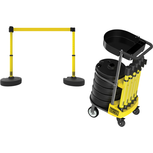 Chariot de transport avec plateau pour barri&egrave;re PLUS, 75' lo, M&eacute;tal, Jaune Pronet Distribution