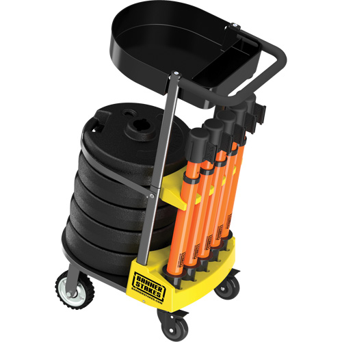 Chariot de transport avec plateau pour barri&egrave;re PLUS, 75' lo, M&eacute;tal, Orange Pronet Distribution