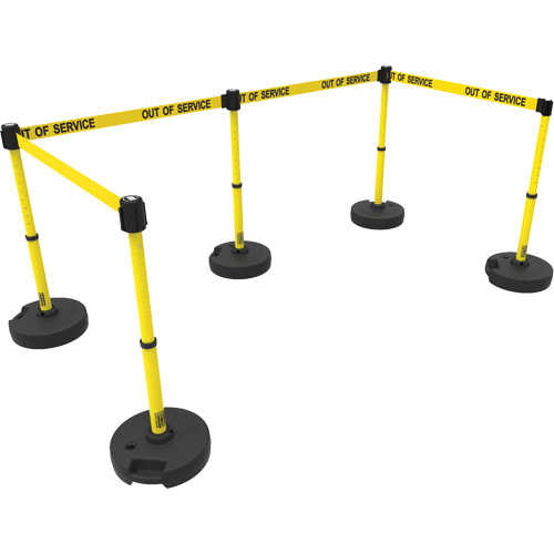 Ensemble de cinq montants pour barri&egrave;re PLUS, Plastique, 42" h, Ruban Jaune, Longueur du ruban 15' Pronet Distribution