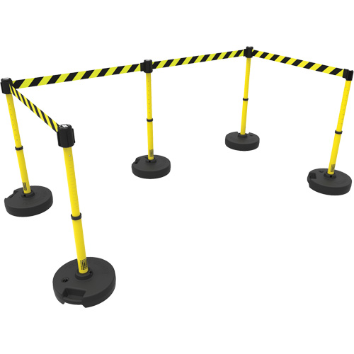 Ensemble de cinq montants pour barri&egrave;re PLUS, Plastique, 42" h, Ruban Jaune, Longueur du ruban 15' Pronet Distribution