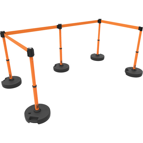 PLUS Barrier Post Set X5, Plastic, 42" H, Orange Tape, 15' Tape Length Pronet Distribution