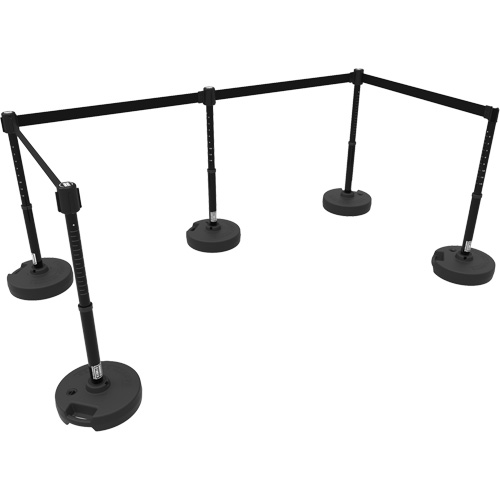 PLUS Barrier Post Set X5, Plastic, 42" H, Black Tape, 15' Tape Length Pronet Distribution