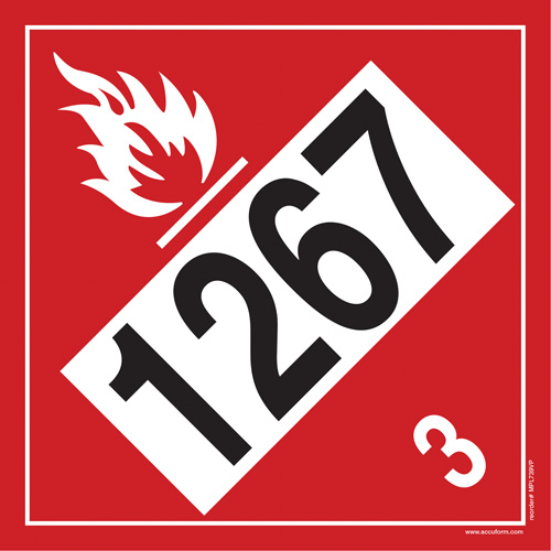Plaque-&eacute;tiquette TMD 1267 pour liquide inflammable p&eacute;trole brut, Vinyle adh&eacute;sif Pronet Distribution
