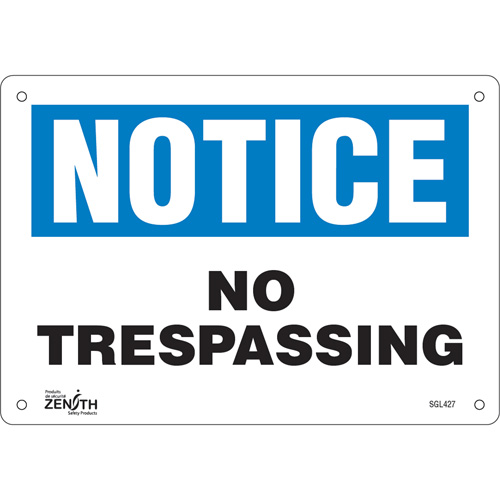 "No Trespassing" Sign, 7" x 10", Aluminum, English Pronet Distribution