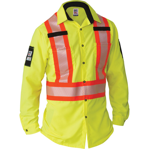Chemise &agrave; manches longues haute visibilit&eacute; ind&eacute;chirable, Polyester, 2T-Grand (grande taille), Jaune lime haute visibilit&eacute; Pronet Distribution