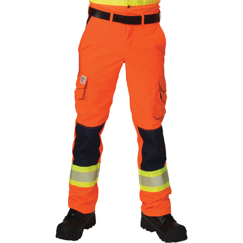 Pantalons cargo haute visibilit&eacute; antid&eacute;chirure, Polyester, 28, Orange haute visibilit&eacute; Pronet Distribution