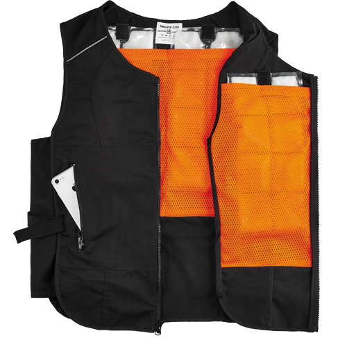 Veste de refroidissement &agrave; changement de phase l&eacute;g&egrave;re avec sachets 6260 Chill-Its, Petit/Moyen, Noir Pronet Distribution