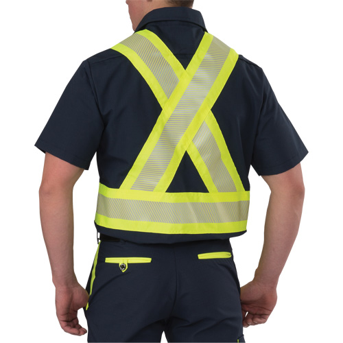 Ripstop High Visibility Short Sleeved Shirt, Polyester, Medium (Tall), Navy Blue Pronet Distribution