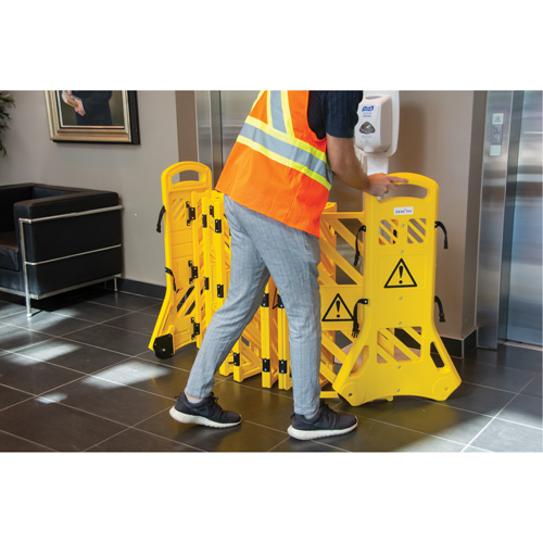 Portable Mobile Barrier, 40" H x 13' L, Yellow Pronet Distribution