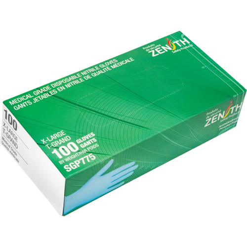 Gants jetables de calibre m&eacute;dical r&eacute;sistants &agrave; la perforation, T-Grand, Nitrile, 4,5 mils, Sans poudre, Bleu, Classe 2 Pronet Distribution