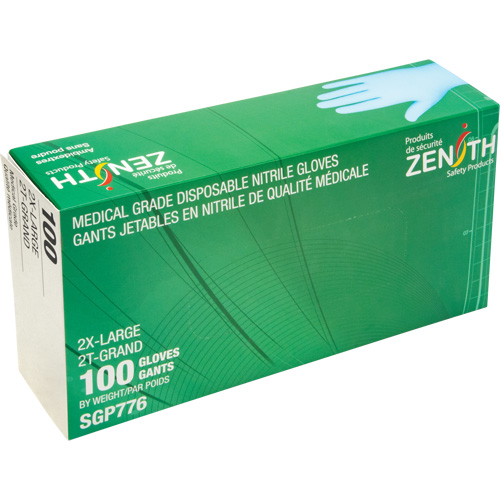 Gants jetables de calibre m&eacute;dical r&eacute;sistants &agrave; la perforation, 2T-Grand, Nitrile, 4,5 mils, Sans poudre, Bleu, Classe 2 Pronet Distribution