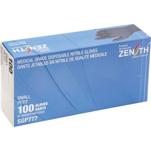 Gants jetables de calibre m&eacute;dical r&eacute;sistants &agrave; la perforation, Petit, Nitrile, 5 mils, Sans poudre, Noir, Classe 2 Pronet Distribution