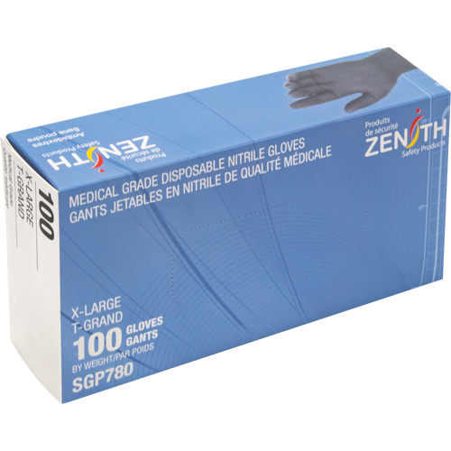 Gants jetables de calibre m&eacute;dical r&eacute;sistants &agrave; la perforation, T-Grand, Nitrile, 5 mils, Sans poudre, Noir, Classe 2 Pronet Distribution