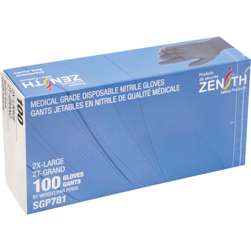 Puncture-Resistant Medical-Grade Disposable Gloves, 2X-Large, Nitrile, 5-mil, Powder-Free, Black, Class 2 Pronet Distribution