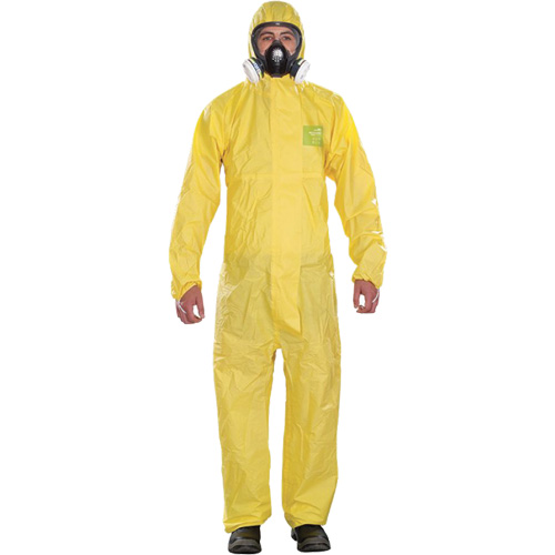 Microchem&reg; Medium-Duty Disposable Coveralls, Small, Yellow, Polypropylene Pronet Distribution