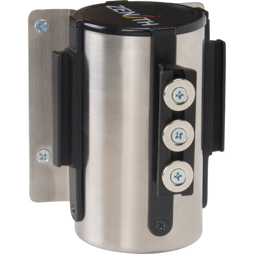 Barri&egrave;re &agrave; fixation murale avec ruban magn&eacute;tique, Acier, Fixation par vis, 12', Ruban Noir Pronet Distribution