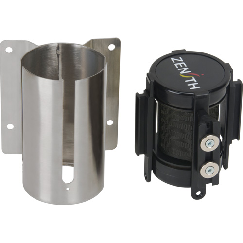 Wall Mount Barrier with Magnetic Tape, Steel, Screw Mount, 7', Black Tape Pronet Distribution