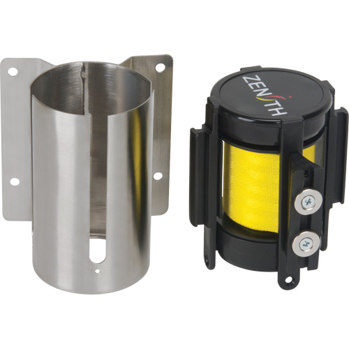 Wall Mount Barrier with Magnetic Tape, Steel, Screw Mount, 7', Yellow Tape Pronet Distribution