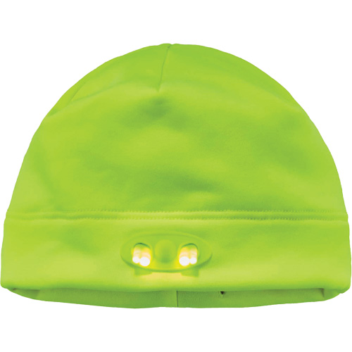 N-Ferno&reg; Skull Cap Beanie Hat with LED Lights, One Size, High-Visibility Lime Green Pronet Distribution