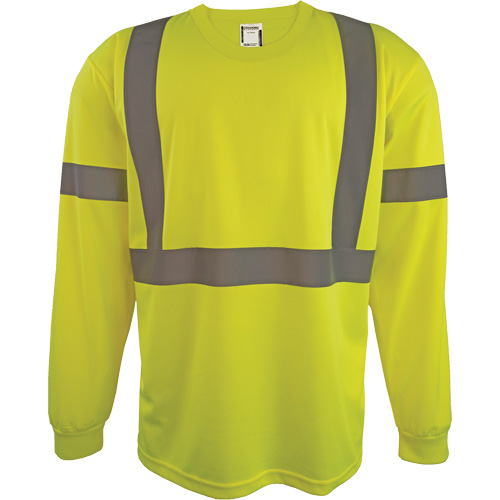 Long Sleeve Safety Shirt, Polyester, 2X-Large, High Visibility Lime-Yellow Pronet Distribution