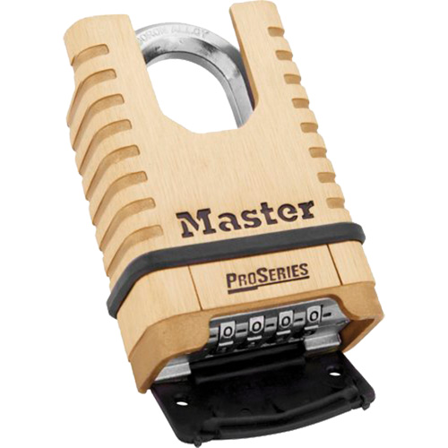 ProSeries&reg; Shrouded Combination Padlock, Brass, Solid Brass, 2-1/4" Width Pronet Distribution