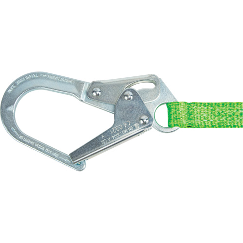 Miller&reg; HP Shock-Absorbing Lanyard, 4', Locking Rebar Hook Center, Locking Snap Hook Leg Ends, Polyester Pronet Distribution