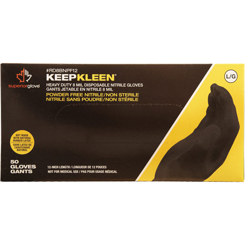 Gants jetables KeepKleen, Moyen, Nitrile, 8 mils, Sans poudre, Noir Pronet Distribution