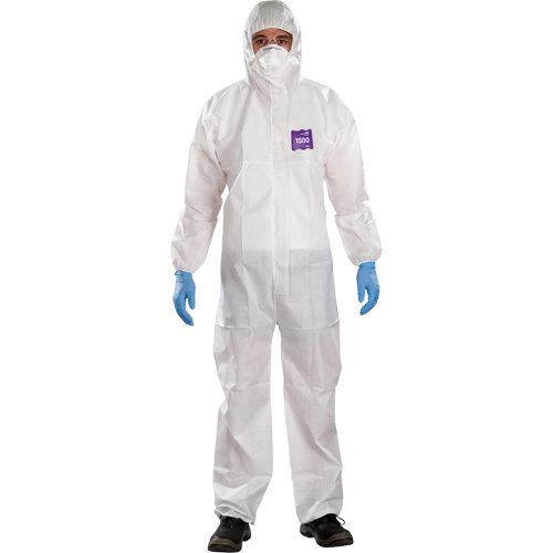 Alphatec Microchem Coveralls with Collar, Large, White, SMS Pronet Distribution