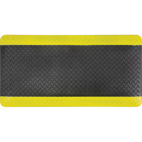 Anti-Fatigue Matting, Diamond, 1-2/3' x 3-1/4' x 3/4", Black/Yellow, Polyurethane Pronet Distribution
