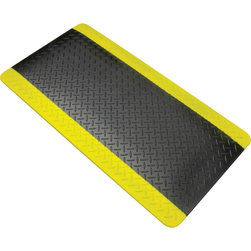Anti-Fatigue Matting, Diamond, 1-2/3' x 3-1/4' x 3/4", Black/Yellow, Polyurethane Pronet Distribution