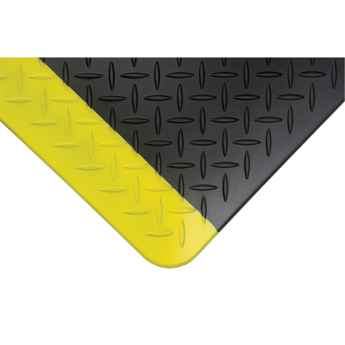 Anti-Fatigue Matting, Diamond, 1-2/3' x 3-1/4' x 3/4", Black/Yellow, Polyurethane Pronet Distribution