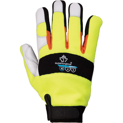 Gants de m&eacute;canicien &agrave; haute visibilit&eacute; ClutchGear, Paume Cuir fleur de ch&egrave;vre, Taille Moyen Pronet Distribution