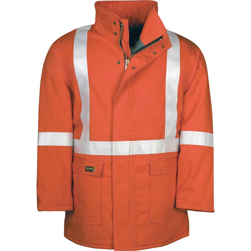 Parka dhiver &agrave; doublure matelass&eacute;e AllOut Westex UltraSoft avec bandes r&eacute;fl&eacute;chissantes, Moyen (grande taille), Orange haute visibilit&eacute;, 46 cal/cm² Pronet Distribution