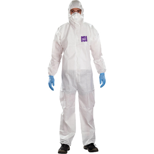 AlphaTec Microchem&reg; 3-Piece Chemical Resistant Coveralls with Hood, 2X-Large, White Pronet Distribution