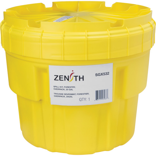 Trousse d'&eacute;quipement de lutte contre les d&eacute;versements, Huile seulement/Universel, Overpack, Absorbance de 20 gal. US Pronet Distribution