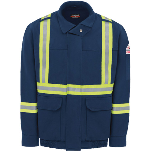 Men's Lined Bomber Jacket with Reflective Trim, Small, Navy Blue, 29 cal/cm² Pronet Distribution