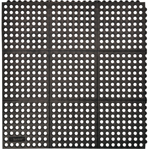 Tapis antifatigue &agrave; imbrication Cushion-Ease 550, &agrave; fentes, 3' x 3' x 3/4", Noir, Caoutchouc Pronet Distribution