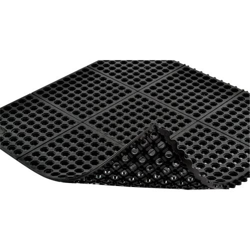 Tapis antifatigue &agrave; imbrication Cushion-Ease 550, &agrave; fentes, 3' x 3' x 3/4", Noir, Caoutchouc Pronet Distribution