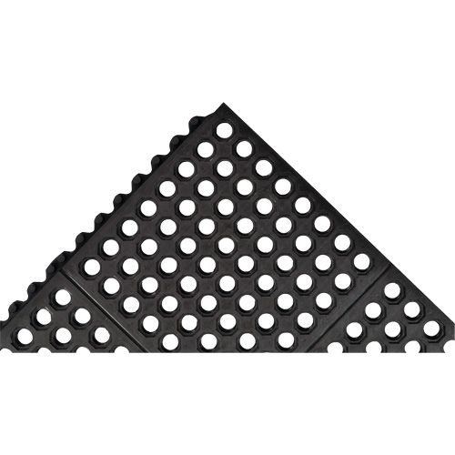 Tapis antifatigue &agrave; imbrication Cushion-Ease 550, &agrave; fentes, 3' x 3' x 3/4", Noir, Caoutchouc Pronet Distribution