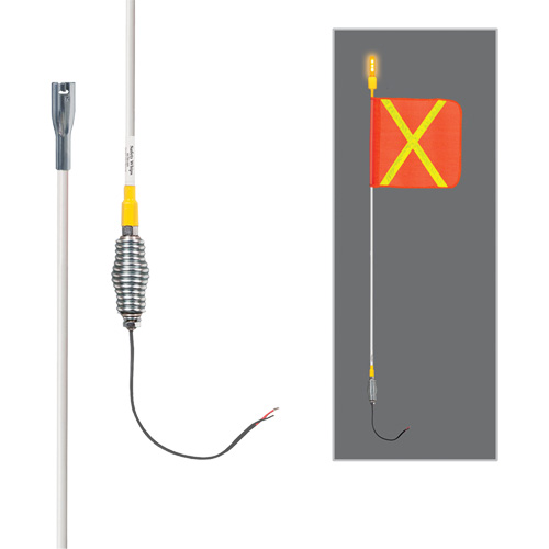 Safety Whip&reg; All-Weather Super-Duty Warning Whips with Constant LED Light, Spring Mount, 3' High, Orange with Reflective Pronet Distribution