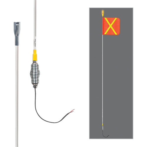 Safety Whip&reg; All-Weather Super-Duty Warning Whips with Constant LED Light, Spring Mount, 12' High, Orange with Reflective Pronet Distribution