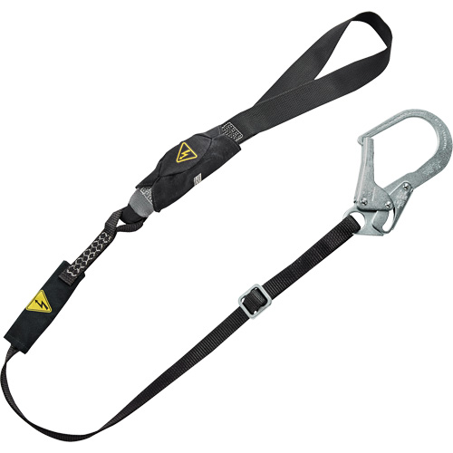 Longe utilitaire &agrave; amortisseur d'&eacute;nergie V-Series, 6', Point d'ancrage &agrave; Crochet d'armature, Crochet mousqueton aux jambes, Nylon Pronet Distribution